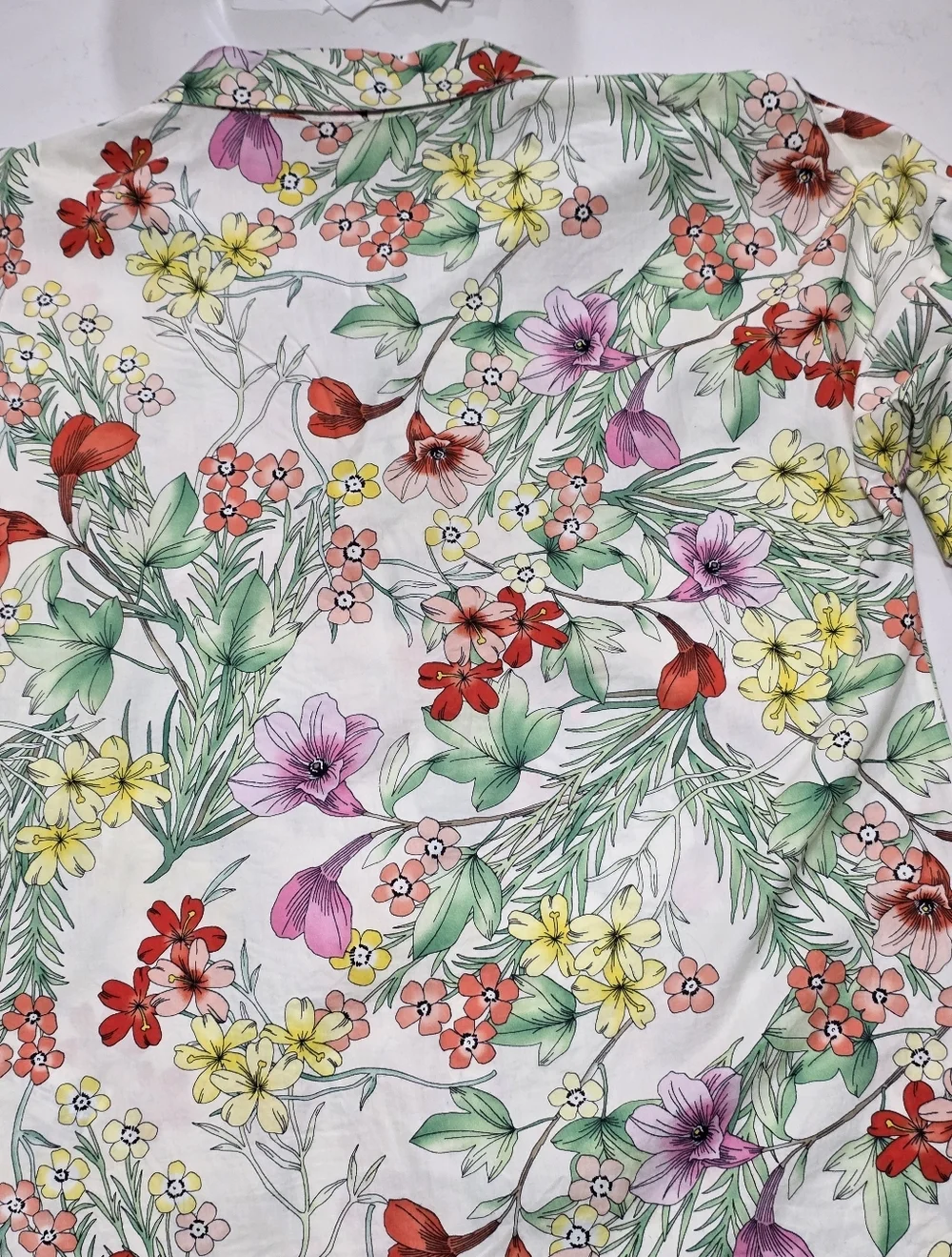 Zara Woman Colorful Botanical Print Blouse With Tiered Puff Sleeves Size Small